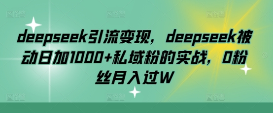 deepseek引流变现，deepseek被动日加1000+私域粉的实战，0粉丝月入过W-秀人资源网