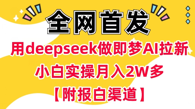 用deepseek做即梦Ai拉新 小白实操月入过W+【附报白渠道】-整合资源网
