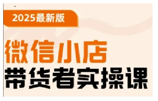 2025最新版微信小店带货者实操课，基础操作到高级运营技巧，快速上手-整合资源网