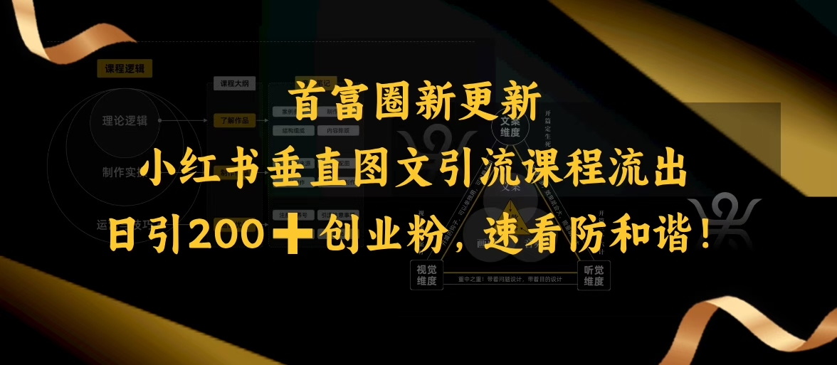 小红书垂直图文引流课程流出，日引200+创业粉，速看防和谐-秀人资源网