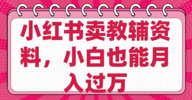小红书卖教辅资料，0 成本，纯利润，售后成本极低，小白也能月入过W-整合资源网