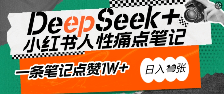 AI赋能小红书爆款秘籍：用DeepSeek轻松抓人性痛点，小白也能写出点赞破万的吸金笔记，日入多张-秀人资源网