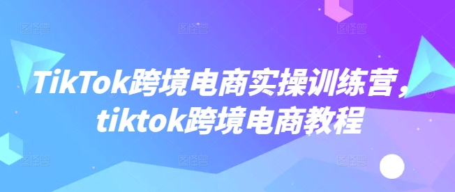 TikTok跨境电商实操训练营，tiktok跨境电商教程-整合资源网