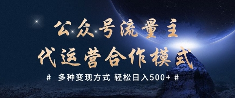 公众号流量主代运营  多种变现方式 轻松日入5张【揭秘】-秀人资源网