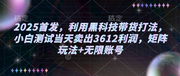 2025首发，利用黑科技带货打法，小白测试当天卖出3612利润，矩阵玩法+无限账号【揭秘】-秀人资源网