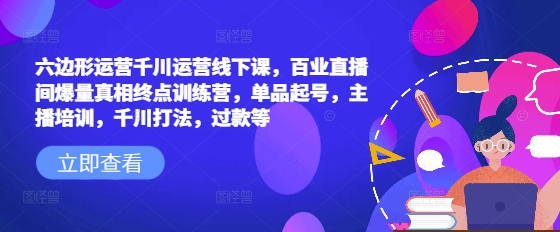 六边形运营千川运营线下课，百业直播间爆量真相终点训练营，单品起号，主播培训，千川打法，过款等-秀人资源网