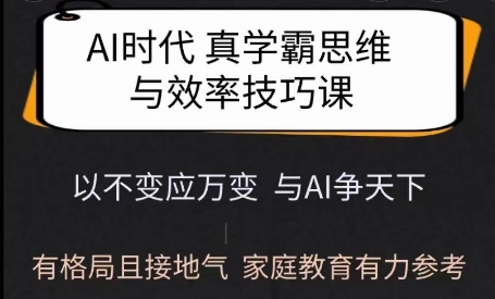 Ai时代真学霸思维与学习方法课，有格局且接地气，家庭教育有力参考-整合资源网