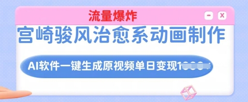 宫崎骏风治愈系动画制作，AI软件一键生成原创视频流量爆炸，单日变现多张，详细实操流程-整合资源网