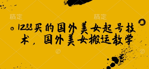 1288买的国外美女起号技术，国外美女搬运教学-秀人资源网