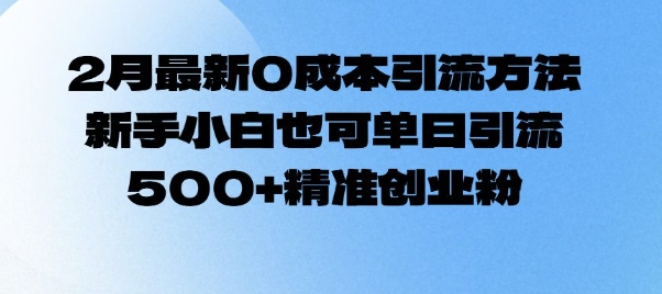 2月最新0成本引流方法，新手小白也可单日引流500+精准创业粉-整合资源网