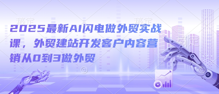 2025最新AI闪电做外贸实战课，外贸建站开发客户内容营销从0到3做外贸-秀人资源网
