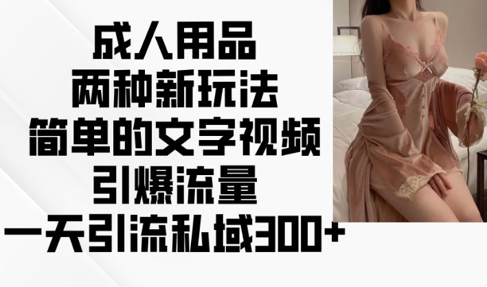 成人用品两种新玩法，简单的文字视频引爆流量，一天引流私域300+-秀人资源网