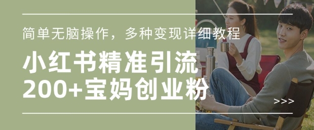 小红书混剪日引200+宝妈创业粉，简单无脑操作，多种变现详细教程-整合资源网