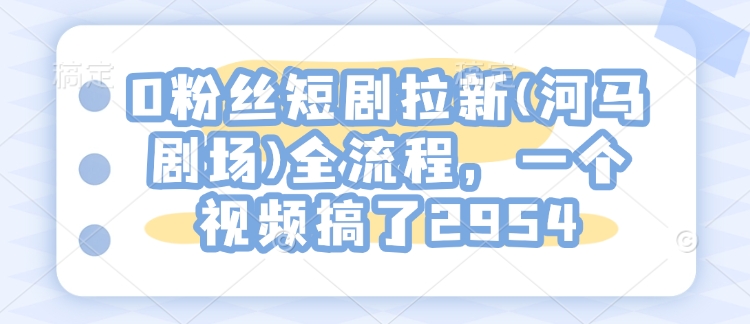 0粉丝短剧拉新(河马剧场)全流程，一个视频搞了2954-秀人资源网