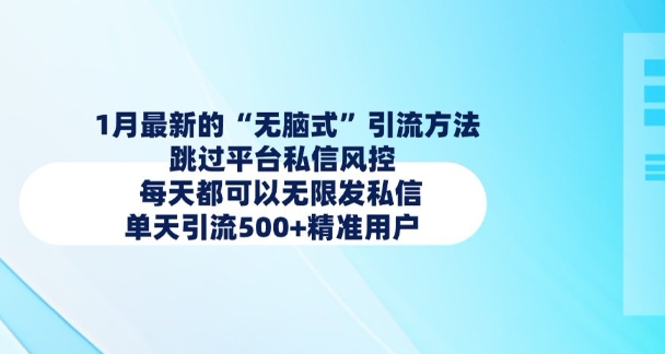 1月最新的无脑式引流方法，跳过平台私信风控，每天都可以无限发私信，单天引流500+精准用户-整合资源网