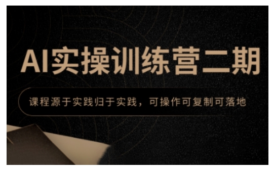 AI实操训练营二期，课程源于实践归于实践，可操作可复制可落地-秀人资源网