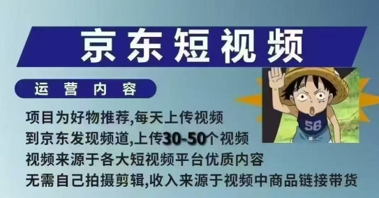 京东短视频带货课，无需自己拍摄剪辑，保姆式教学，两天快速上手-秀人资源网