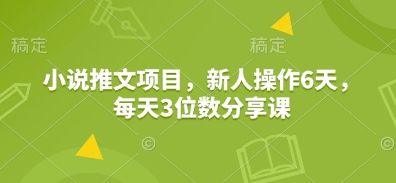 小说推文项目，新人操作6天，每天3位数分享课-整合资源网