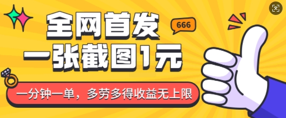 全网首发，一张截图1块钱，一分钟一单，多劳多得，收益无上限-秀人资源网