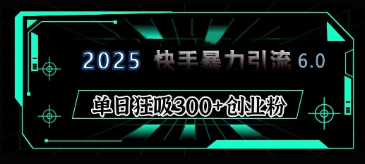 2025年快手6.0保姆级教程震撼来袭，单日狂吸300+精准创业粉-秀人资源网