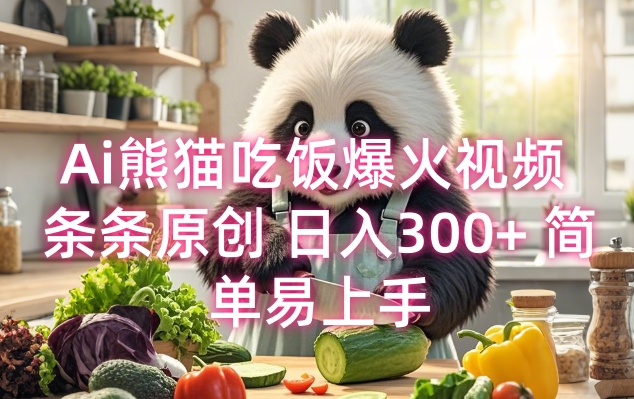Ai熊猫吃饭爆火视频 条条原创 日入300+ 简单易上手-秀人资源网