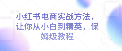 小红书电商实战方法，让你从小白到精英，保姆级教程-秀人资源网