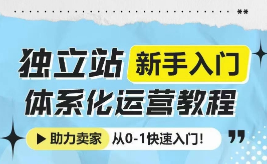独立站新手入门体系化运营教程，助力独立站卖家从0-1快速入门!-秀人资源网