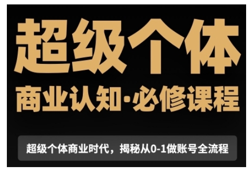 超级个体商业认知觉醒视频课，商业认知·必修课程揭秘从0-1账号全流程-整合资源网