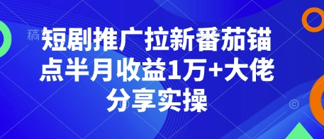短剧推广拉新番茄锚点半月收益1万+大佬分享实操-秀人资源网