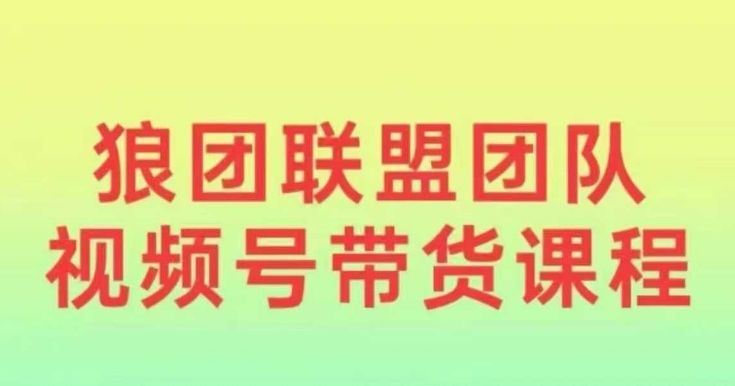 狼团联盟2024视频号带货，0基础小白快速入局视频号-秀人资源网