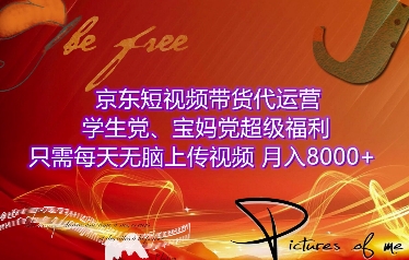 京东短视频带货代运营，学生党、宝妈党超级福利，只需每天无脑上传视频，月入8000+【仅揭秘】-整合资源网