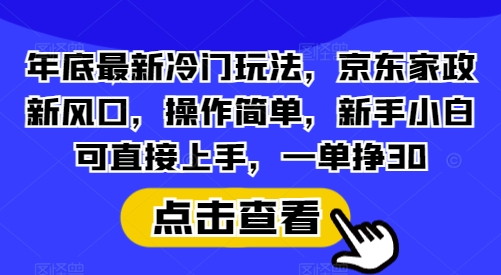 年底最新冷门玩法，京东家政新风口，操作简单，新手小白可直接上手，一单挣30【揭秘】-秀人资源网