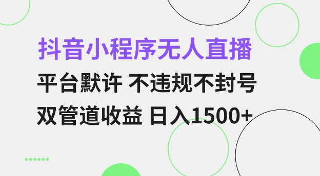 抖音小程序无人直播 平台默许 不违规不封号 双管道收益 日入多张 小白也能轻松操作【仅揭秘】-秀人资源网