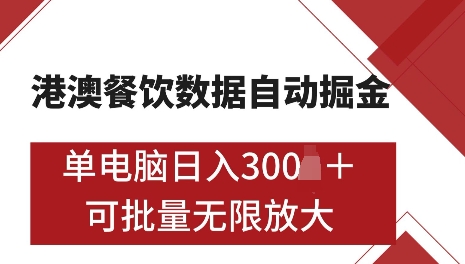 港澳数据全自动掘金，单电脑日入5张，可矩阵批量无限操作【仅揭秘】-秀人资源网