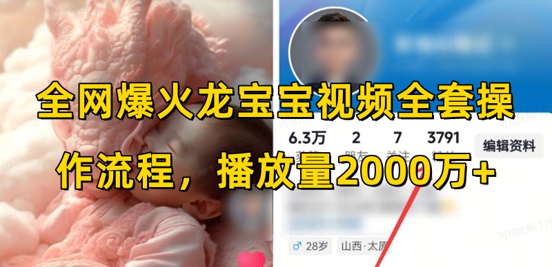 全网爆火龙宝宝视频全套操作流程，播放量2000万+-秀人资源网