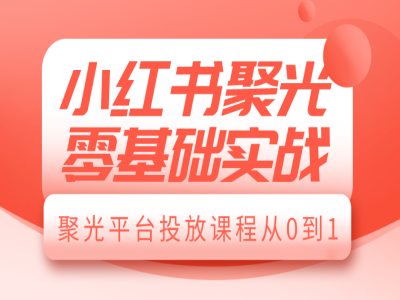 小红书聚光零基础实战，聚光平台投放课程从0到1-秀人资源网