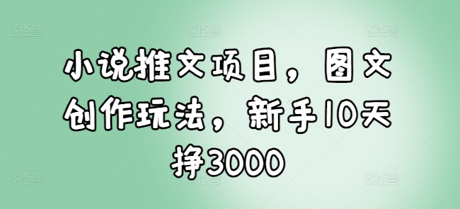 小说推文项目，图文创作玩法，新手10天挣3000-秀人资源网