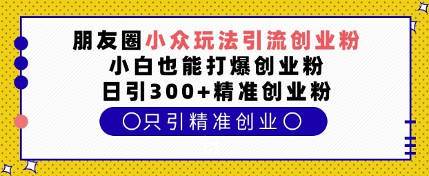 朋友圈小众玩法引流创业粉，小白也能打爆创业粉，日引300+精准创业粉【揭秘】-秀人资源网