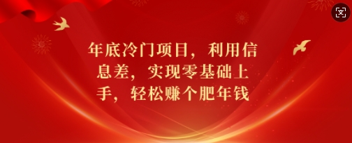 年底冷门项目，利用信息差，实现零基础上手，轻松赚个肥年钱【揭秘】-秀人资源网