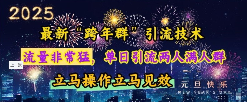 最新“跨年群”引流，流量非常猛，单日引流两人满人群，立马操作立马见效【揭秘】-秀人资源网