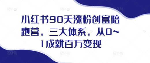 小红书90天涨粉创富陪跑营，​三大体系，从0~1成就百万变现，做小红书的最后一站-秀人资源网