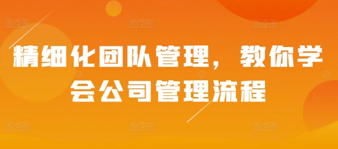 精细化团队管理，教你学会公司管理流程-整合资源网