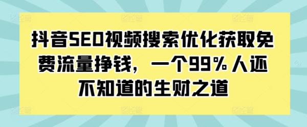 抖音SEO视频搜索优化获取免费流量挣钱，一个99%人还不知道的生财之道-秀人资源网