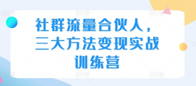 社群流量合伙人，三大方法变现实战训练营-秀人资源网