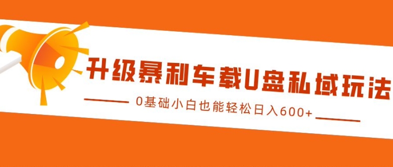 升级暴利车载U盘私域玩法，0基础小白也能轻松日入多张【揭秘】-整合资源网