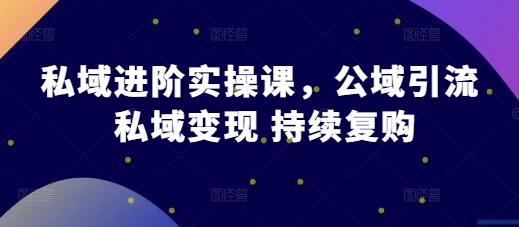 私域进阶实操课，公域引流 私域变现 持续复购-秀人资源网