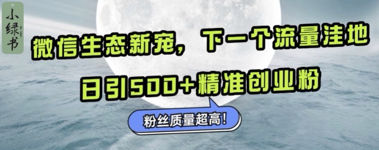 微信生态新宠小绿书：下一个流量洼地，日引500+精准创业粉，粉丝质量超高-整合资源网