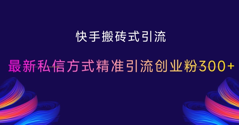 快手搬砖式引流，最新私信方式精准引流创业粉300+-秀人资源网
