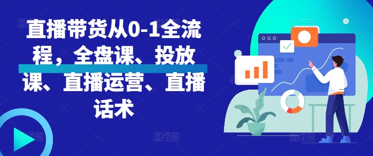 直播带货从0-1全流程，全盘课、投放课、直播运营、直播话术-整合资源网