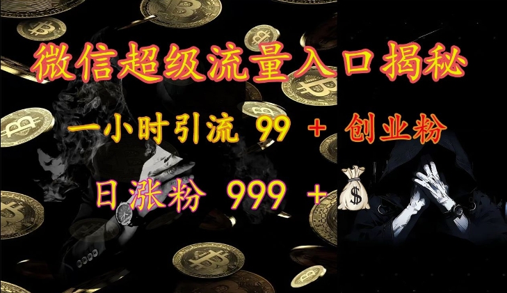 微信超级流量入口揭秘：一小时引流 99 + 创业粉，日涨粉 999 +-秀人资源网